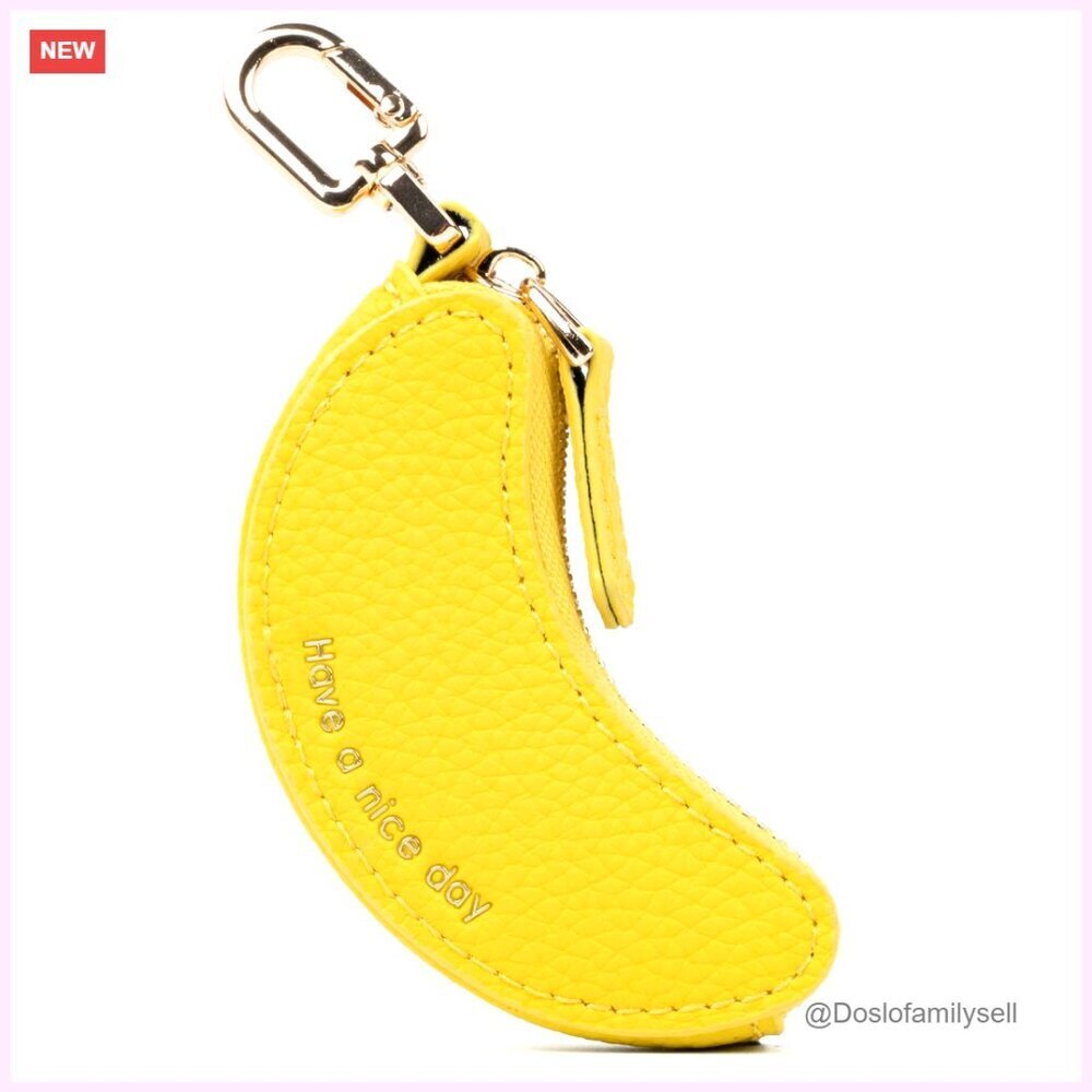 Mini Leather Coin Purse with Zipper Closure, Keychain Charm